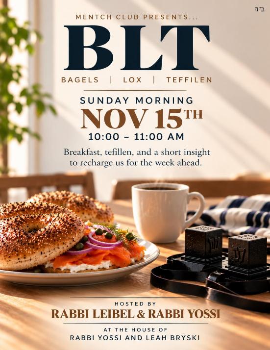 BLT: Bagels, Lox & Tefillin flyer